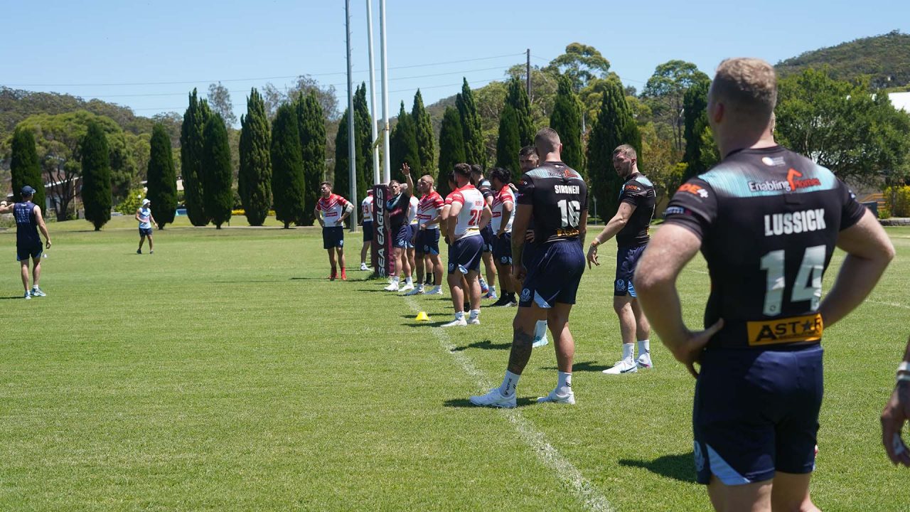 Saints players training at Narrabeen